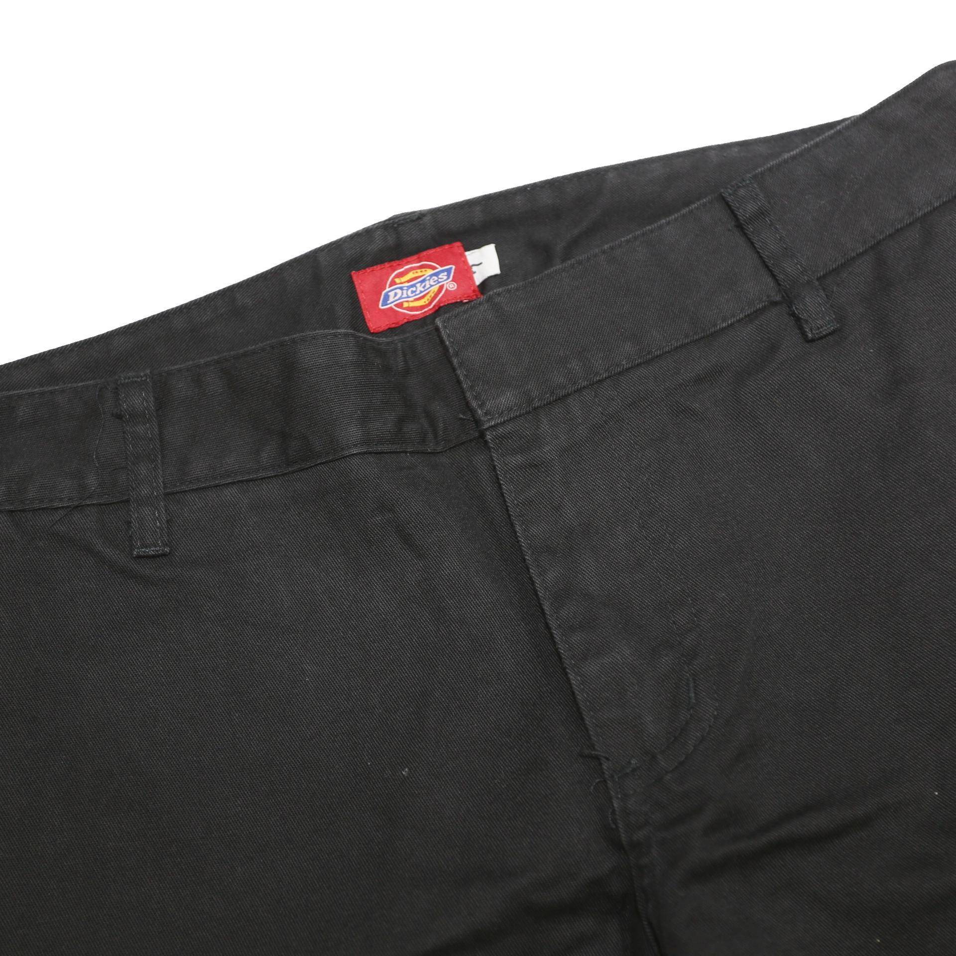 DICKIES Womens Black Regular Fit Straight Leg Trousers W30 L32 Cotton Blend Zip
