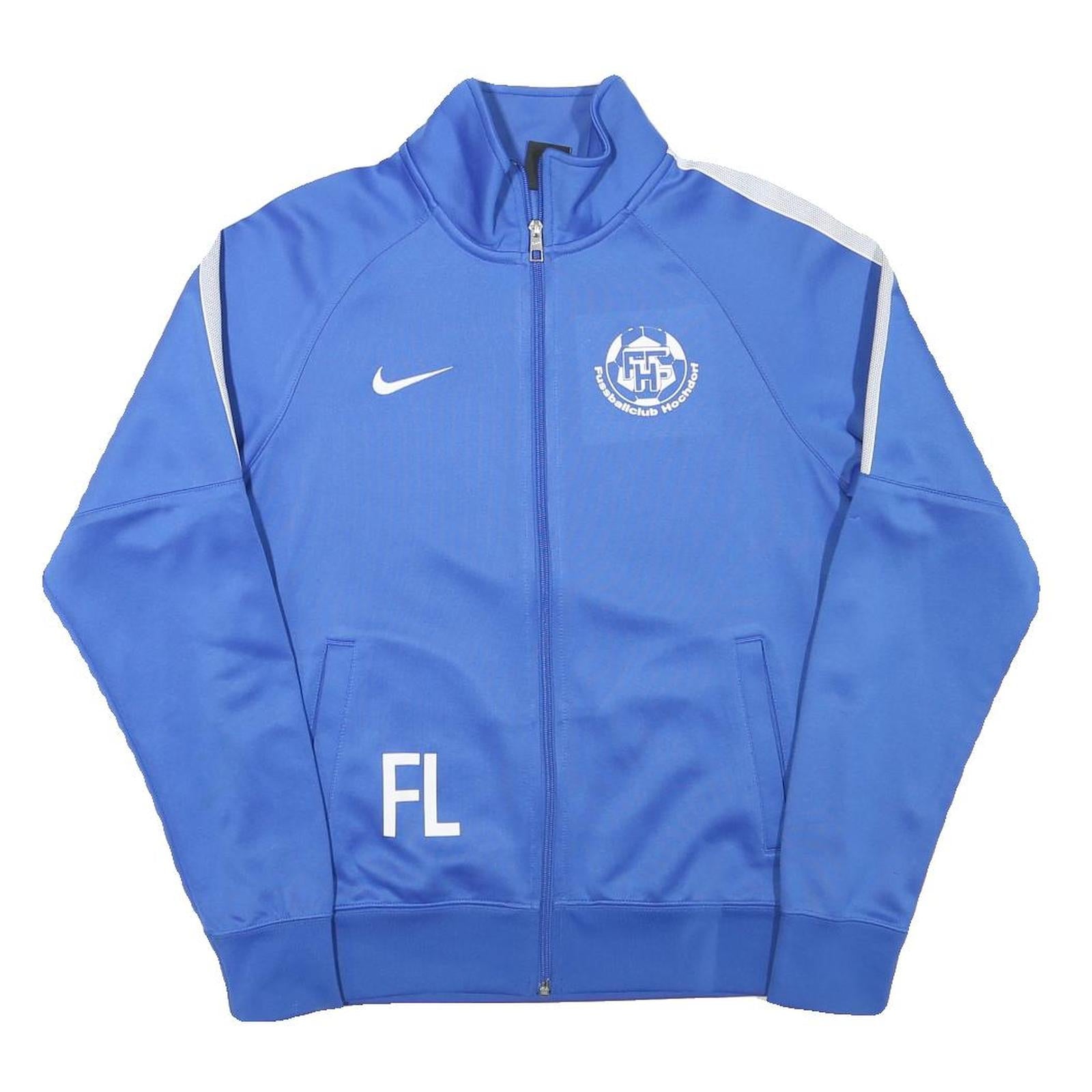 NIKE Mens Blue Jacket S Polyester Blend Plain Zip Track Sports Football Club