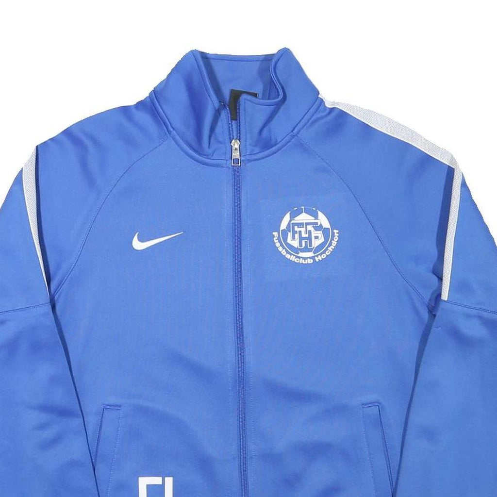 NIKE Mens Blue Jacket S Polyester Blend Plain Zip Track Sports Football Club