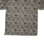 NORTHERN SPIRIT Mens Green & Beige Leaf Print Short Sleeve Polo Shirt M Casual