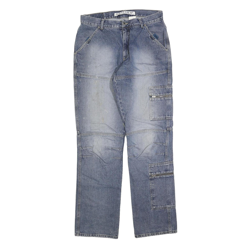 ARIZONA JEAN COMPANY Mens Regular Blue Denim Rinse W35 L35 Cargo Pocket Zip Fly