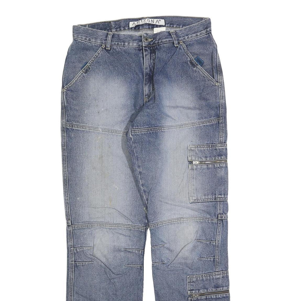 ARIZONA JEAN COMPANY Mens Regular Blue Denim Rinse W35 L35 Cargo Pocket Zip Fly