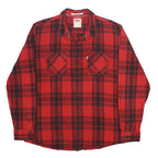LEVI'S Mens Red & Black Check Shirt 2XL Cotton Flannel Casual Long Sleeve