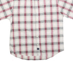 KATALINA Mens White & Red Check Shirt M Cotton Button Down Collar Short Sleeve