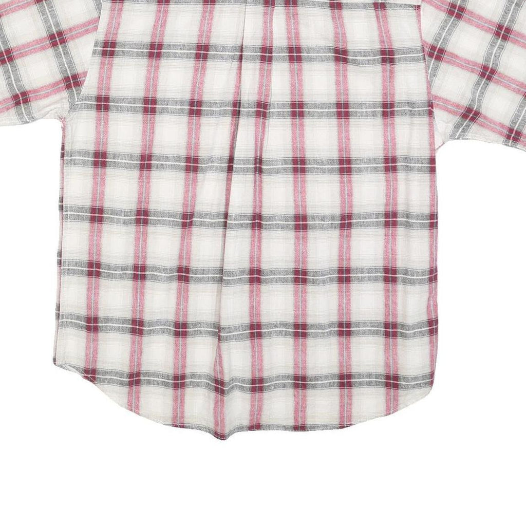 KATALINA Mens White & Red Check Shirt M Cotton Button Down Collar Short Sleeve