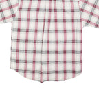 KATALINA Mens White & Red Check Shirt M Cotton Button Down Collar Short Sleeve