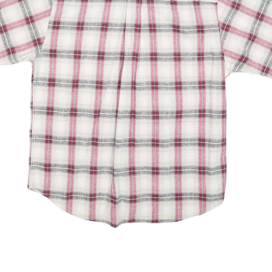 KATALINA Mens White & Red Check Shirt M Cotton Button Down Collar Short Sleeve