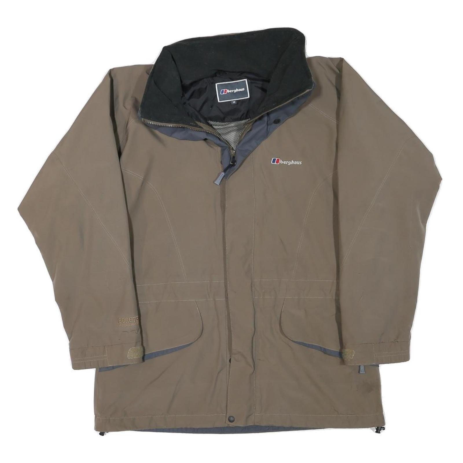 BERGHAUS Womens Brown Outdoor Jacket L Polyester Blend Zip Goretex