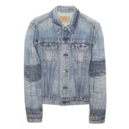 LEVI'S Girls Blue Denim Button Jacket M Cotton Blend Faded Casual