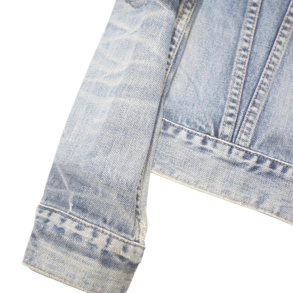 LEVI'S Girls Blue Denim Button Jacket M Cotton Blend Faded Casual
