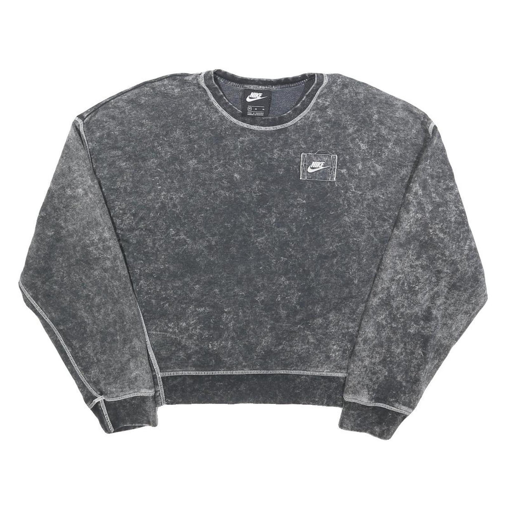 NIKE Womens Black Pullover Sweatshirt M Cotton Blend Crew Neck Vintage Style