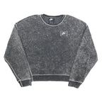 NIKE Womens Black Pullover Sweatshirt M Cotton Blend Crew Neck Vintage Style