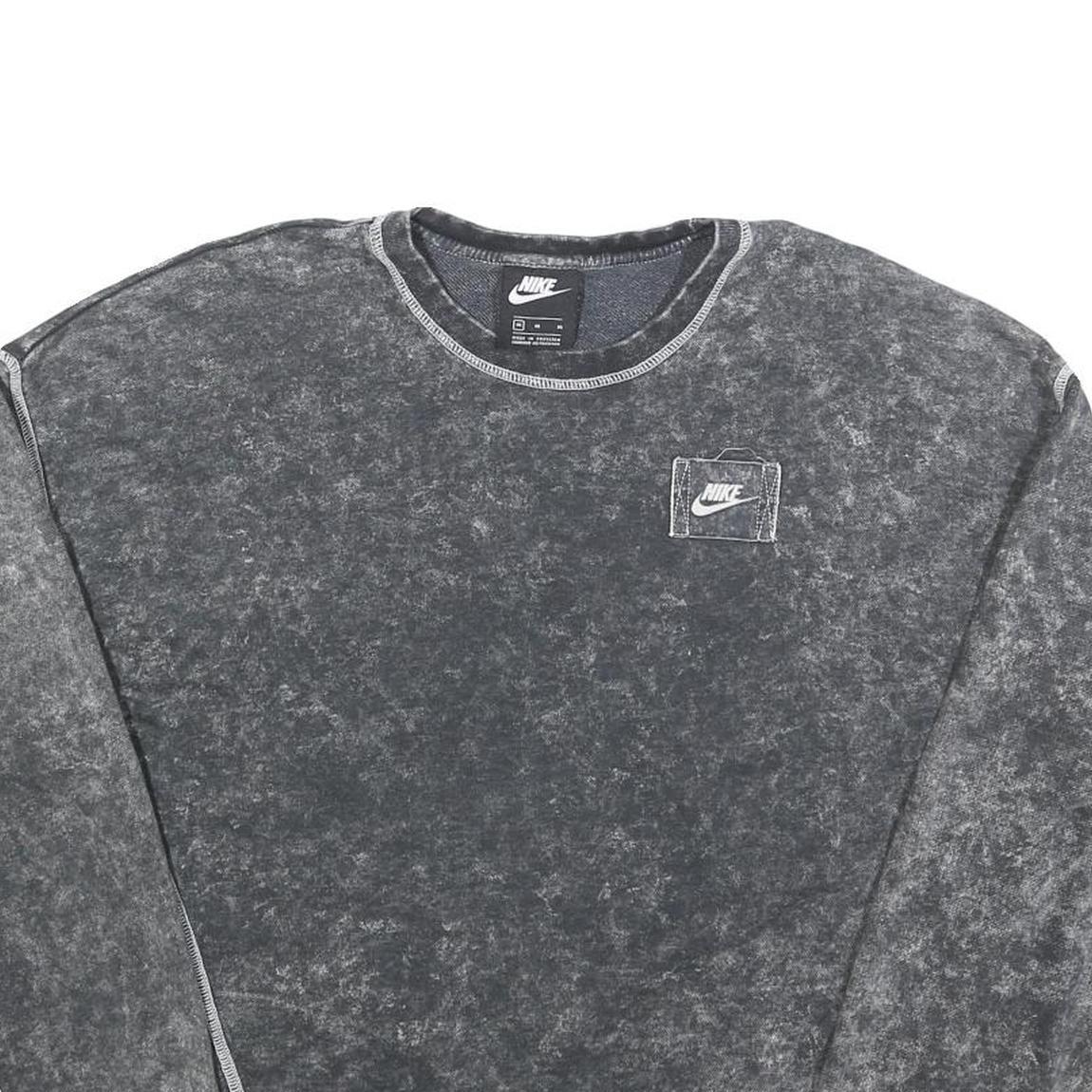 NIKE Womens Black Pullover Sweatshirt M Cotton Blend Crew Neck Vintage Style