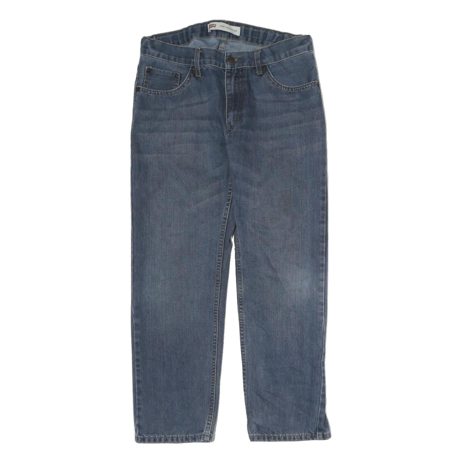 LEVI'S 505 Mens Jeans Blue Regular Straight Denim Medium W32 L27 Classic Zip