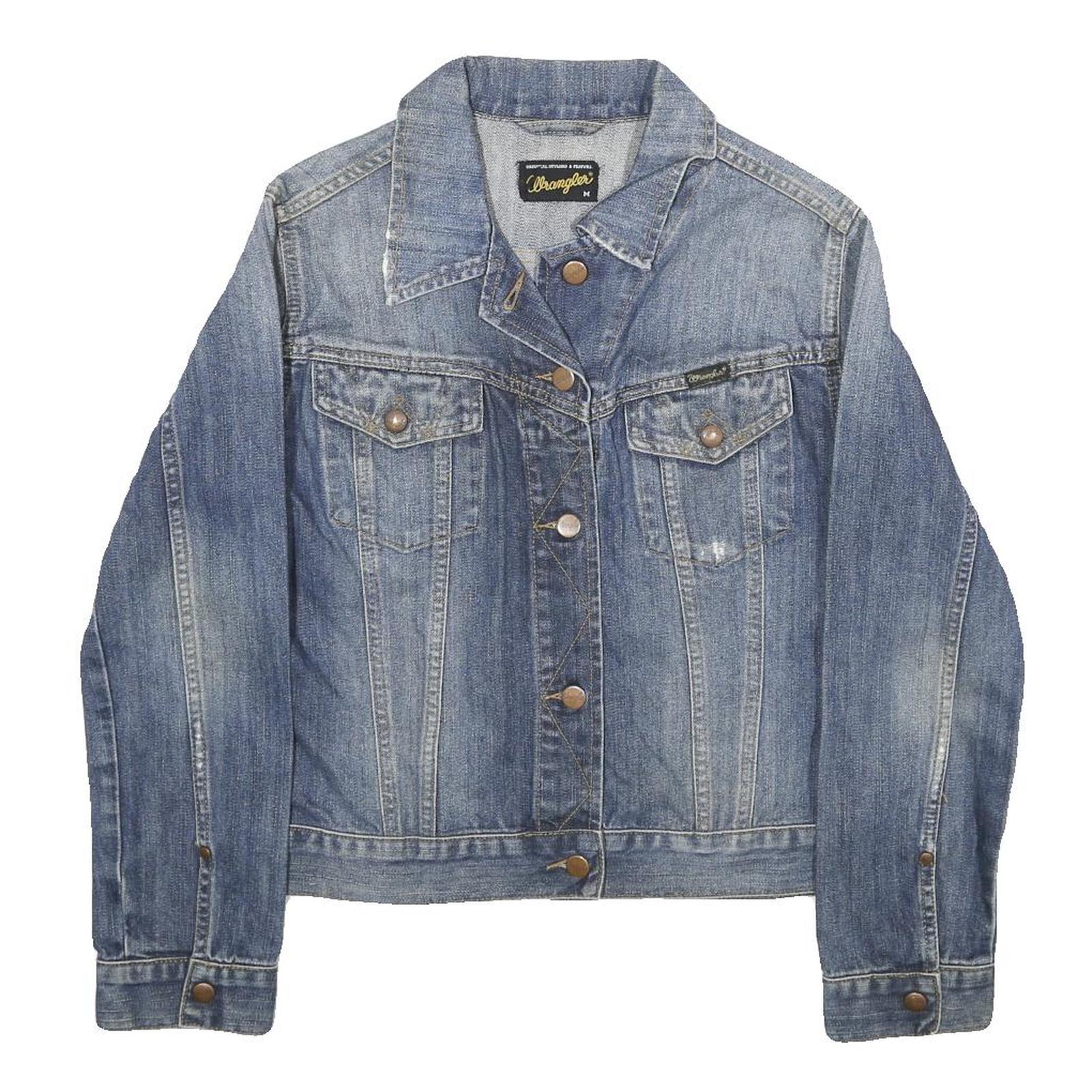 WRANGLER Womens Blue Denim Jacket M Cotton Button Fastening Classic Fit Casual
