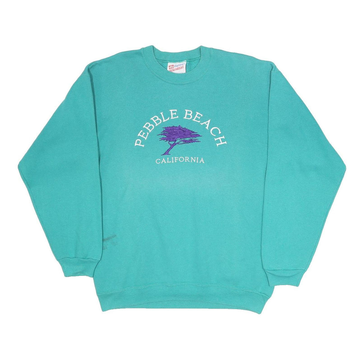 HANES Womens Green Pebble Beach California Crew Neck M Cotton Blend Sweatshirt