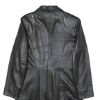 Womens Black Leather Classic Jacket M Button Plain Stylish Comfortable