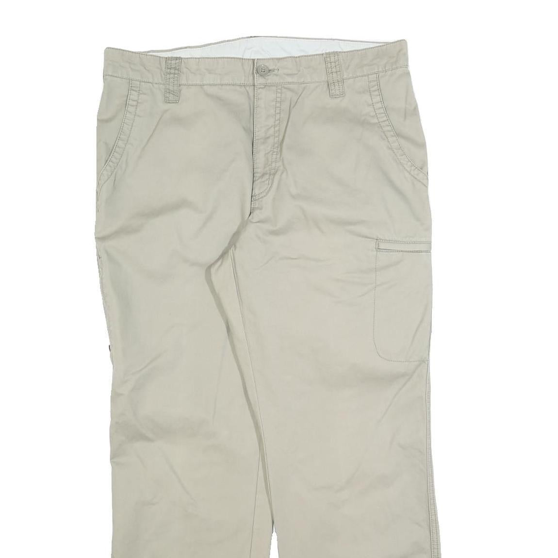 CASUAL STYLE Mens Cotton Blend Beige Regular Straight Trousers W34 L28 Casual