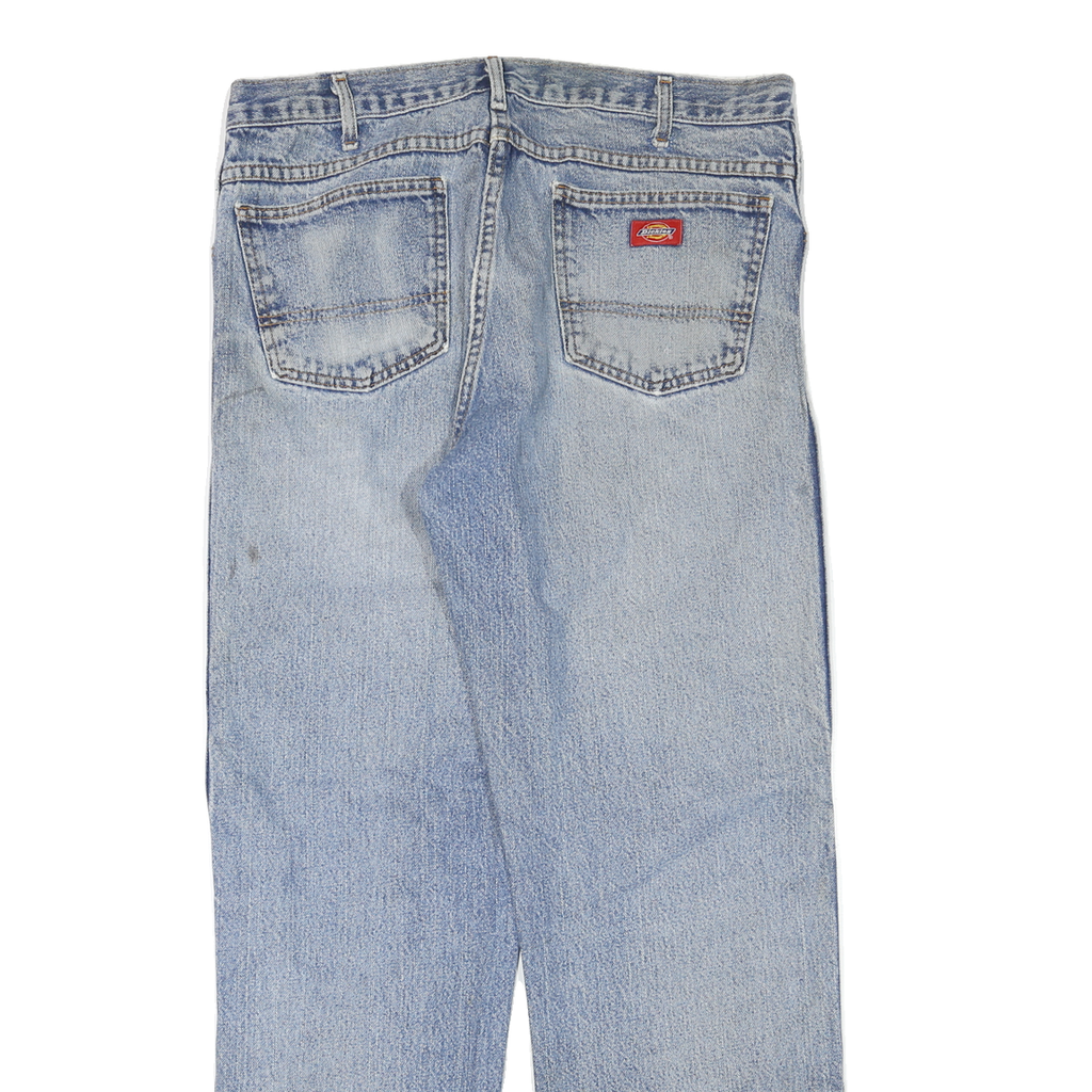 DICKIES Mens Jeans Blue Regular Straight Denim Light W36 L32 Classic Workwear