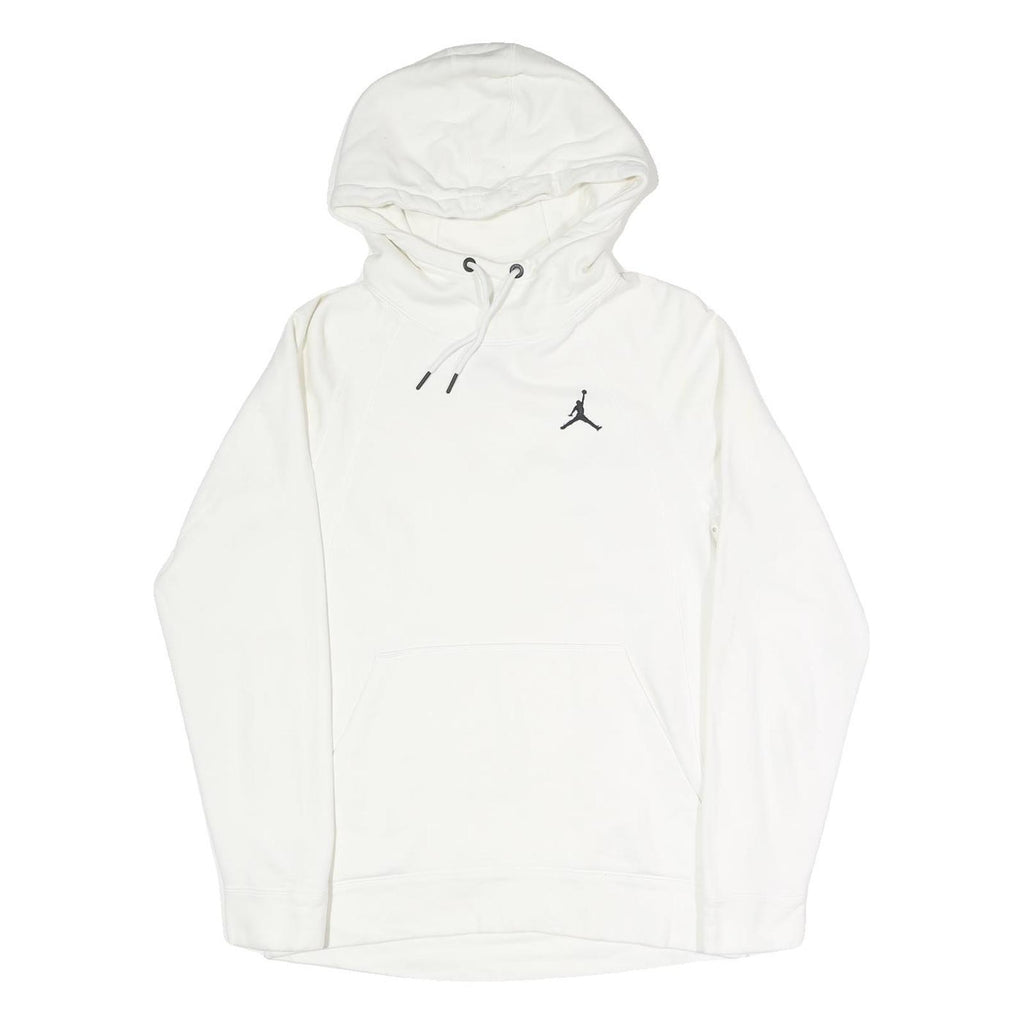 AIR JORDAN Womens White Hoodie M Cotton Blend Casual Pullover Drawstring
