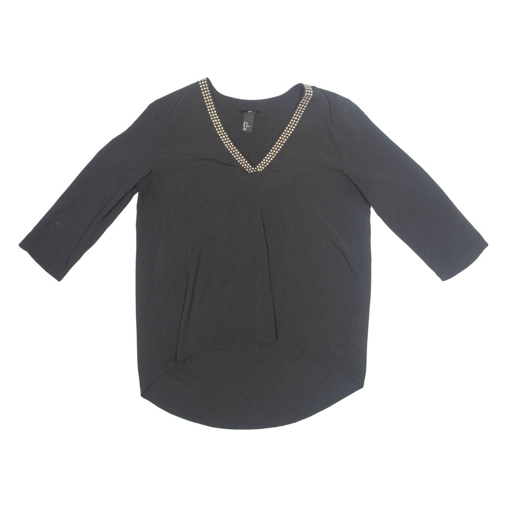 H&M Womens Top Black V-Neck Long Sleeve S