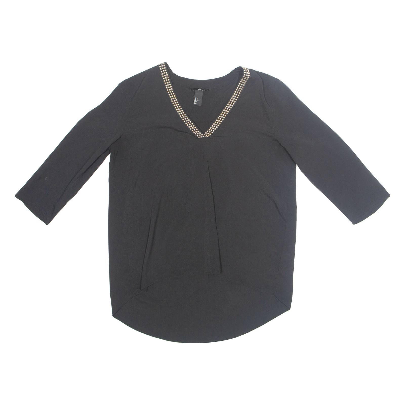 H&M Womens Top Black V-Neck Long Sleeve S