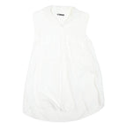ZARA Womens White Sleeveless Shirt Collared Top M Lightweight Casual