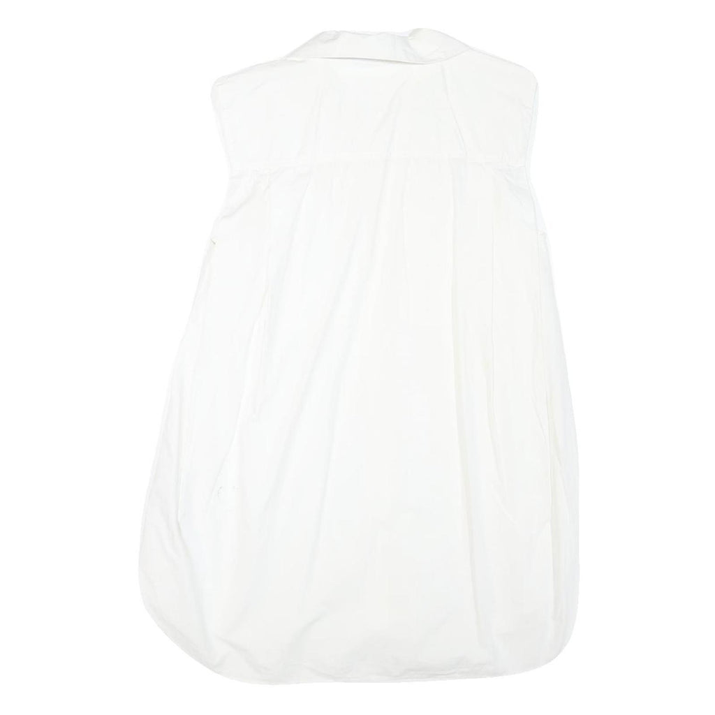 ZARA Womens White Sleeveless Shirt Collared Top M Lightweight Casual