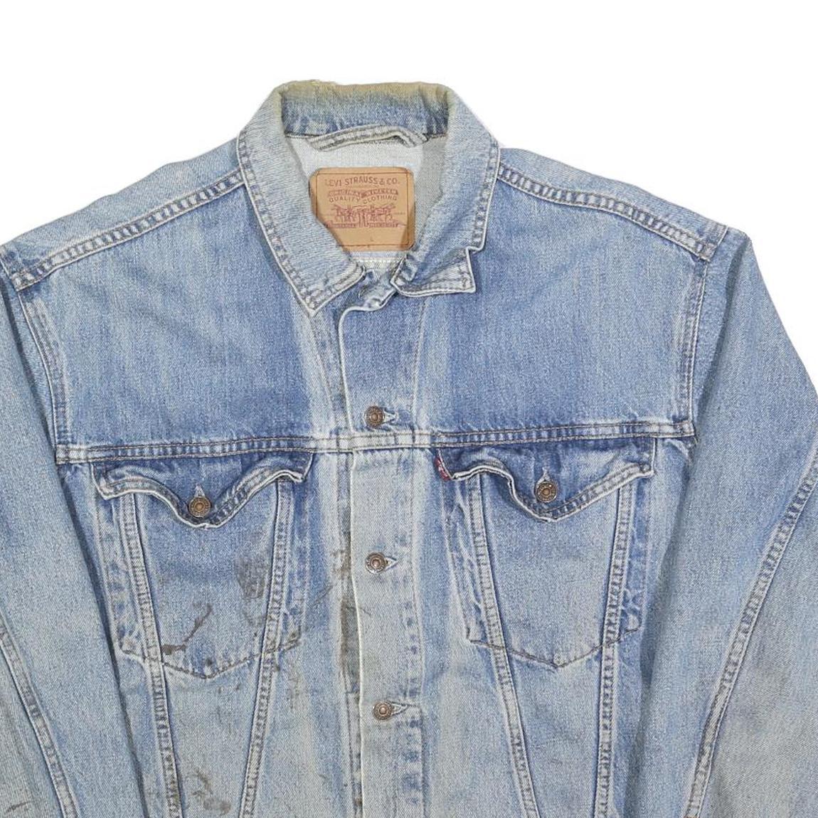 LEVI'S Mens Blue Cotton Denim Jacket L Button Closure Classic Style