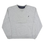 NAUTICA Mens Grey Crew Neck L Sweatshirt Cotton Blend Classic Logo Pullover