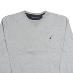 NAUTICA Mens Grey Crew Neck L Sweatshirt Cotton Blend Classic Logo Pullover