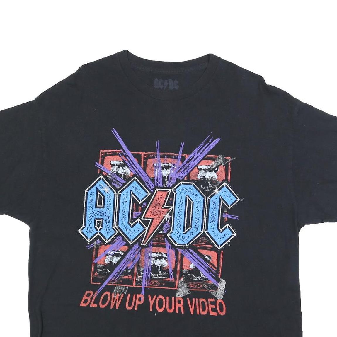 ACDC Mens Black Graphic T-Shirt L Short Sleeve Crew Neck Band Logo Retro