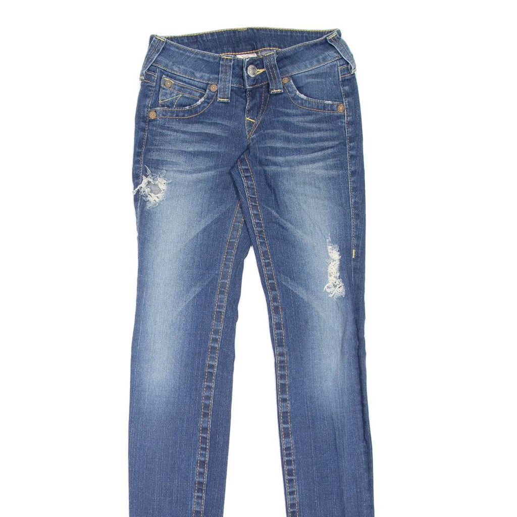 TRUE RELIGION Stella Distressed Womens Jeans Blue Slim Skinny W24 L34
