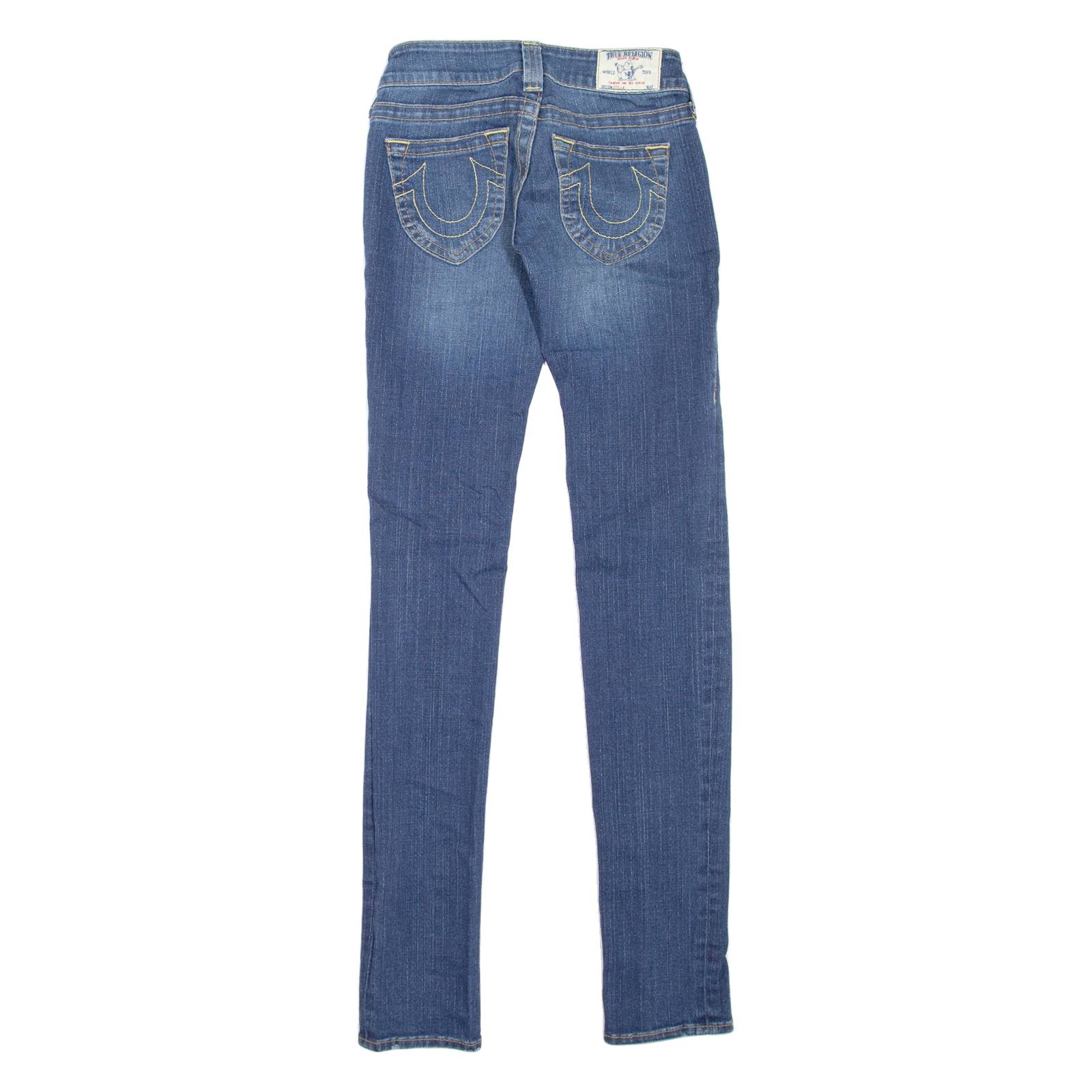 TRUE RELIGION Stella Distressed Womens Jeans Blue Slim Skinny W24 L34