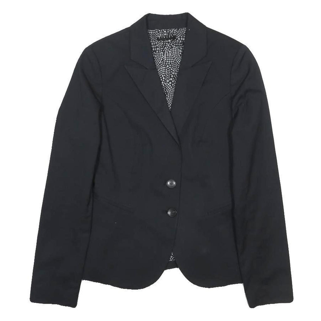 SISLEY Womens Black Classic Jacket S Cotton Blend Button Plain Formal