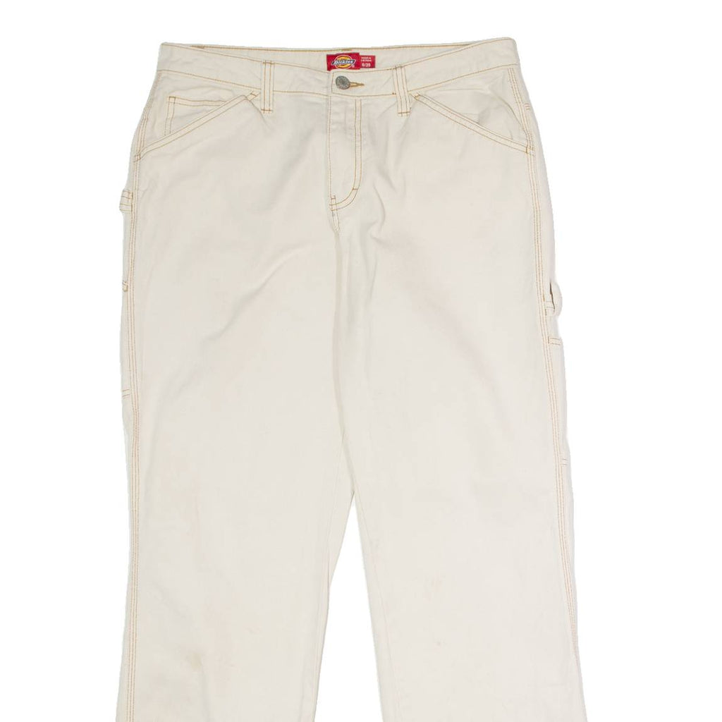DICKIES Workwear Carpenter Womens Twill Trousers White Regular Straight W29 L29