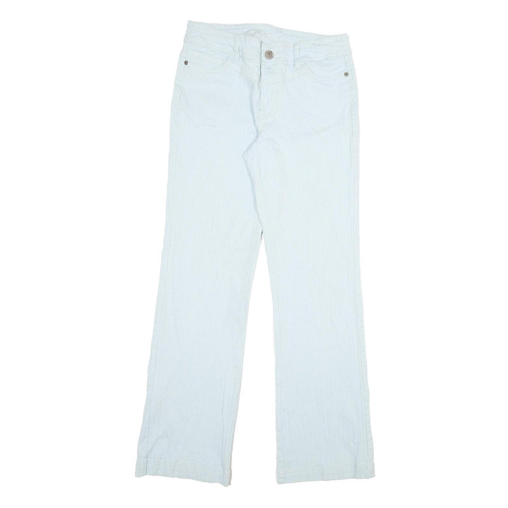 Womens Cotton White Regular Fit Straight Leg Trousers W30 L31 Casual Zip