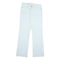 Womens Cotton White Regular Fit Straight Leg Trousers W30 L31 Casual Zip
