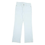 Womens Cotton White Regular Fit Straight Leg Trousers W30 L31 Casual Zip