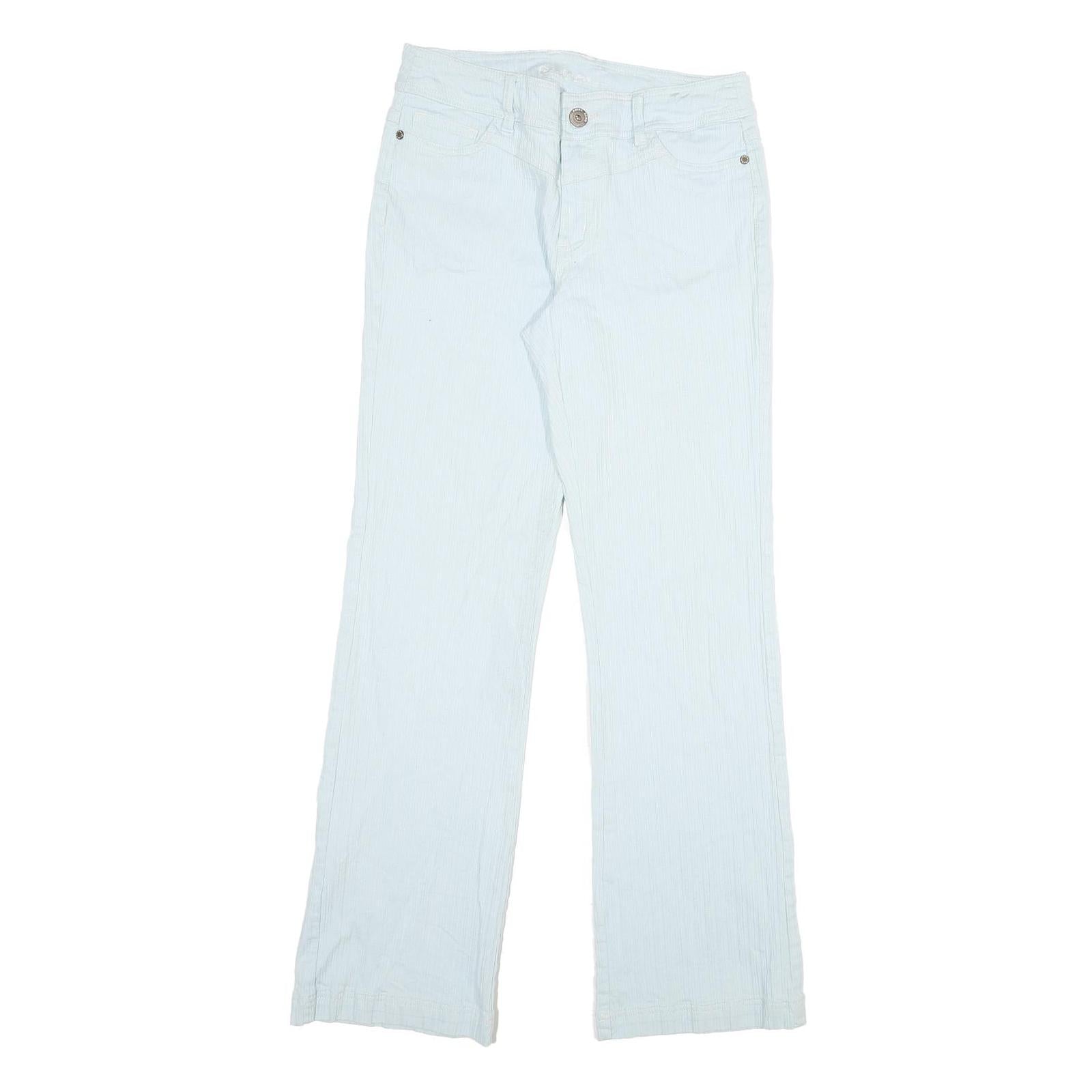 Womens Cotton White Regular Fit Straight Leg Trousers W30 L31 Casual Zip