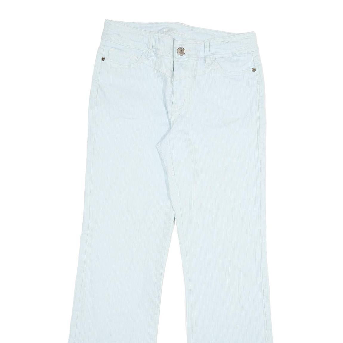 Womens Cotton White Regular Fit Straight Leg Trousers W30 L31 Casual Zip