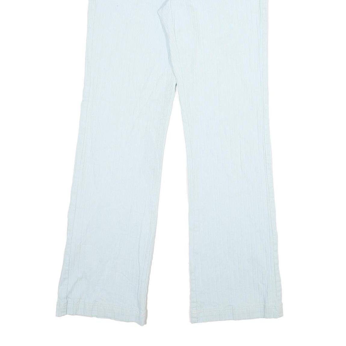 Womens Cotton White Regular Fit Straight Leg Trousers W30 L31 Casual Zip