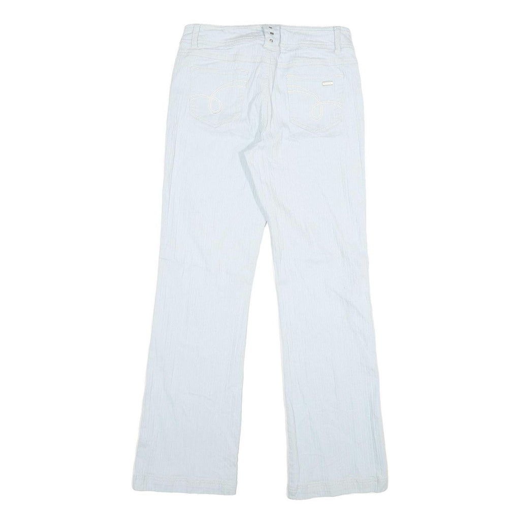 Womens Cotton White Regular Fit Straight Leg Trousers W30 L31 Casual Zip