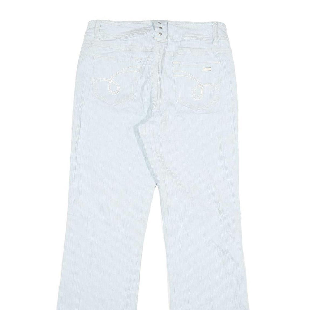 Womens Cotton White Regular Fit Straight Leg Trousers W30 L31 Casual Zip