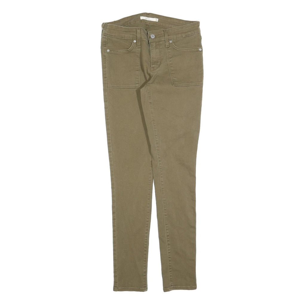 LEVI'S 721 Womens Slim Skinny Jeans Olive Cotton Blend W26 L30 Stylish Zip