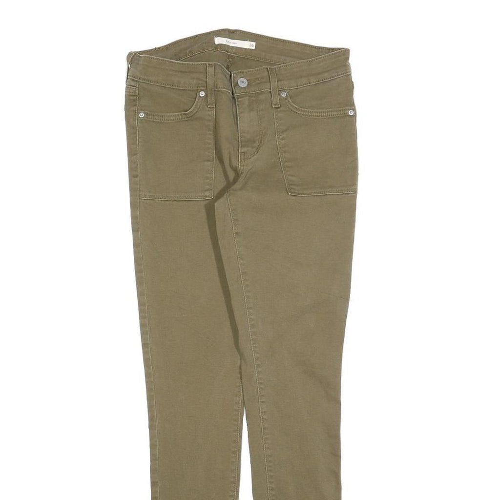 LEVI'S 721 Womens Slim Skinny Jeans Olive Cotton Blend W26 L30 Stylish Zip
