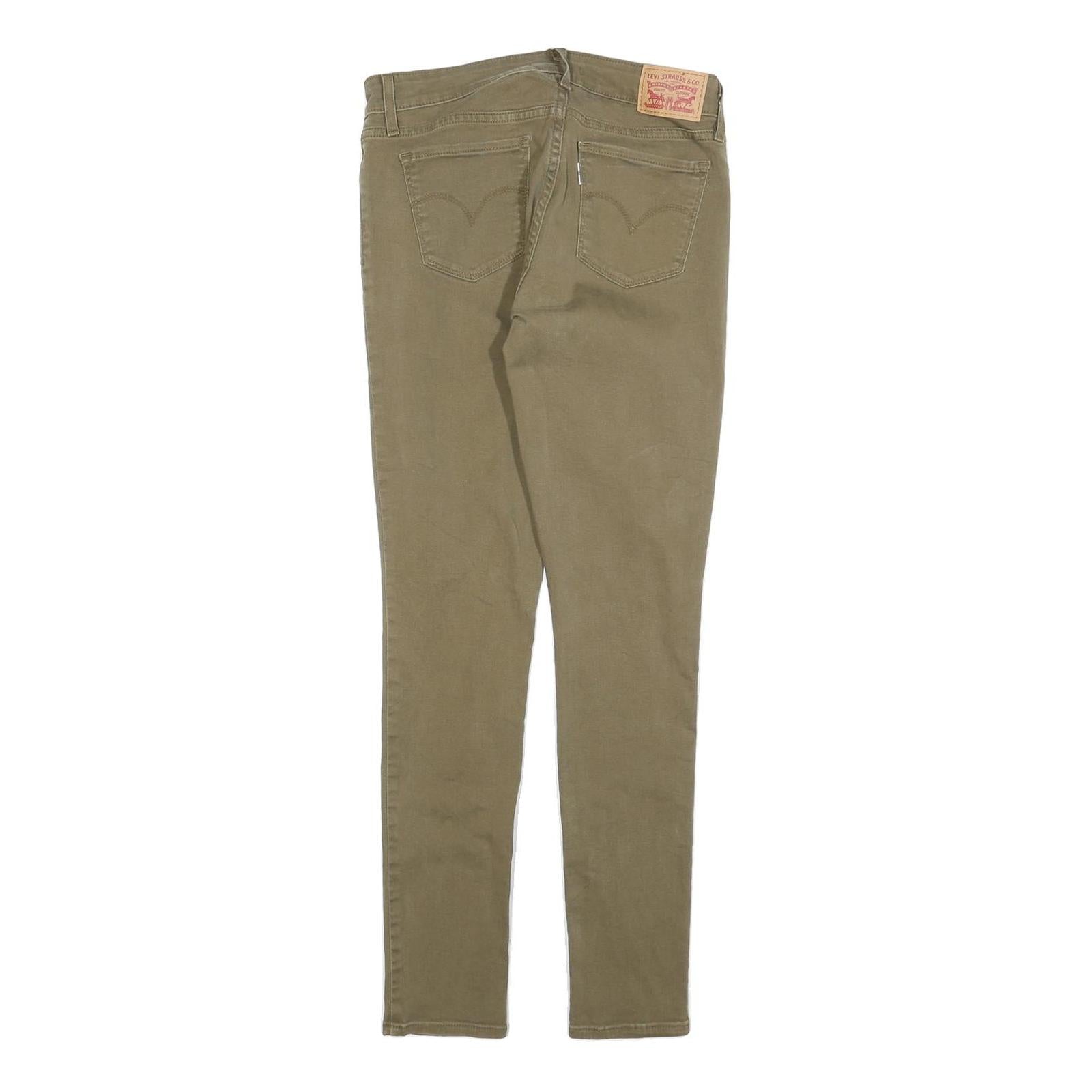 LEVI'S 721 Womens Slim Skinny Jeans Olive Cotton Blend W26 L30 Stylish Zip