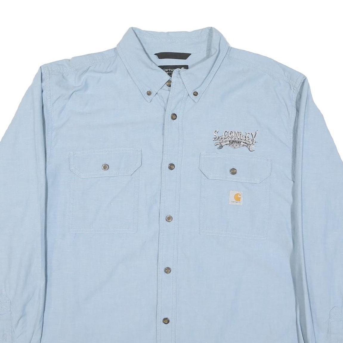CARHARTT Mens Blue Cotton Blend Work Shirt XL Casual Button-Down Utility