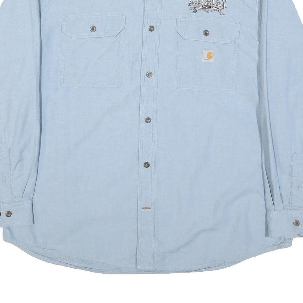 CARHARTT Mens Blue Cotton Blend Work Shirt XL Casual Button-Down Utility