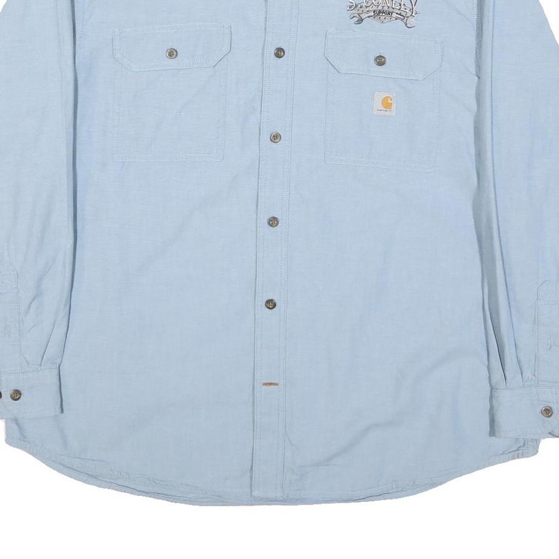 CARHARTT Mens Blue Cotton Blend Work Shirt XL Casual Button-Down Utility